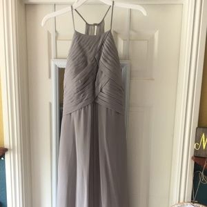Silver bridesmaid maxi dress from Azazie